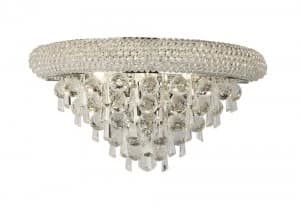 Wall Lamp Medium 3 Light Polished Chrome, Crystal