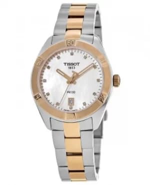 Tissot PR 100 Mother of Pearl Diamond Dial Two Tone Stainless Steel Womens Watch T101.910.22.116.00 T101.910.22.116.00