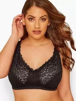 Yours Black High Shine Bra, Black, Size 38D, Women
