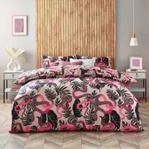Furn. Serpentine King Duvet Cover Set Cotton Polyester Ruby Pink