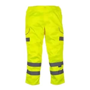 Yoko Mens Hi-Vis Cargo Trousers With Knee Pad Pockets (30in Reg) (Yellow)