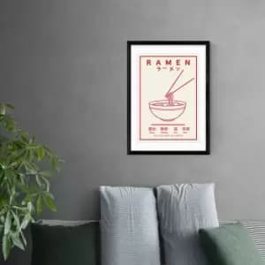 East End Prints Ramen (Red & White) Print Black and white