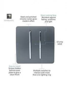 Trendiswitch 2G 2W 10A Light Switch Warm Grey
