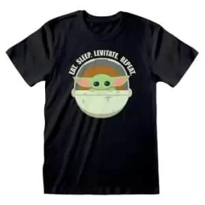 Star Wars - The Mandalorian Eat. Sleep. Levitate. Repeat. Unisex Medium T-Shirt - Black