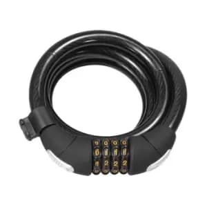 Serfas 6m x 15mm Coiled Combination Cable Lock w/Bracket - Black