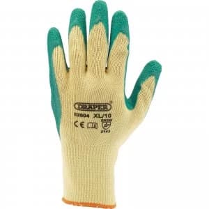 Draper Heavy Duty Latex Coated Work Gloves Green L