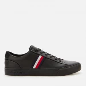 Tommy Hilfiger Mens Corporate Leather Low Top Trainers - Black - UK 10