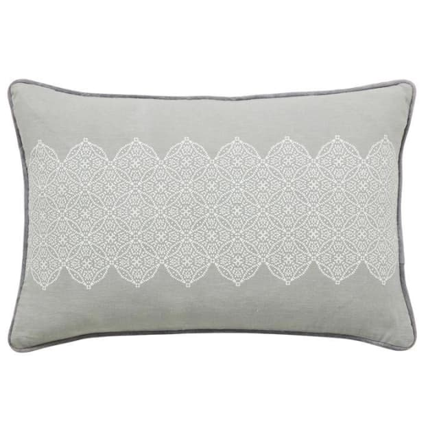 Bedeck of Belfast Light Green Cotton and Linen 'Navah' Cushion - Cushion