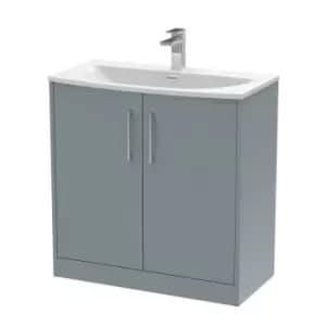 Hudson Reed Juno 800mm Floor Standing 2 Door Vanity & Curved Basin - Coastal Grey