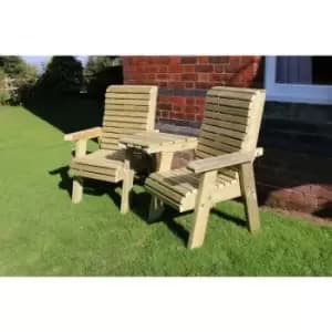 Churnet Valley - Ergonomic Companion Set, wooden garden love seat - Angled
