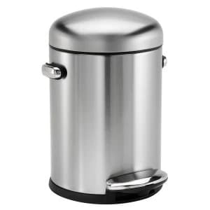 Simplehuman 4.5 Litre Round Retro Pedal Bin - Brushed Steel