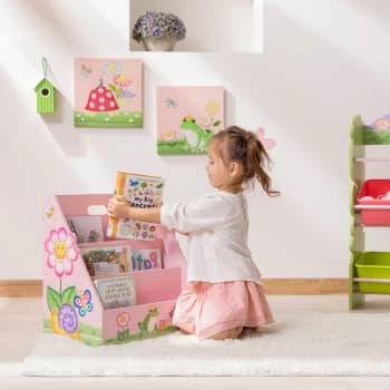 Fantasy Fields Magic Garden Kids Bookshelf Bookcase Book and Toy Organiser Storage TD-13142A - Pink/ Multi-color