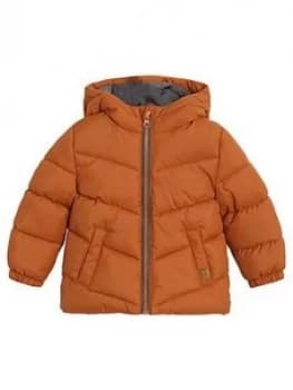 Mango Baby Boys Hooded Padded Coat - Orange