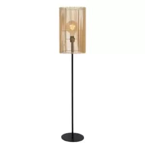 Jantine Scandinavian Floor Lamp - Ø26cm - 1xE27 - Light Wood