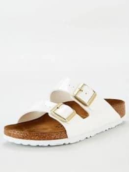 Birkenstock Arizona Patent Flat Sandal - White, Size 6, Women