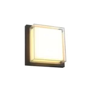 Luminosa Lighting - Flush Wall Lamp, 1 x 16W LED, 3000K, 1135lm, IP65, Anthracite, Opal, Clear PC