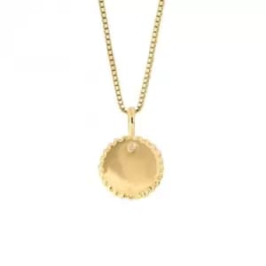 Round Stippled Edge Tag Gold Plated Silver Diamond Pendant P5210