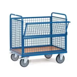 Wire Mesh Box Cart - Half Drop Side, Open Top 1200 x 800 x 700mm
