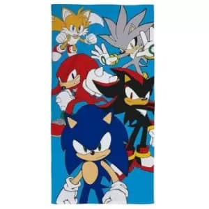 Stars Cotton Beach Towel (One Size) (Blue/Multicoloured) - Blue/Multicoloured - Sonic The Hedgehog