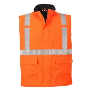 Biz Flame Hi Vis Flame Resistant Rain Bodywarmer Orange 2XL