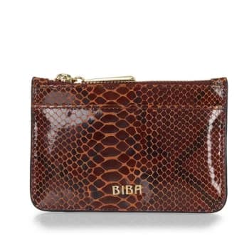 Biba BIBA Leather Zip Top Coin Purse - Burgundy Snake