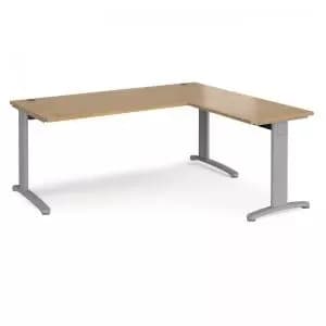 TR10 desk 1800mm x 800mm with 800mm return desk - silver frame and oak