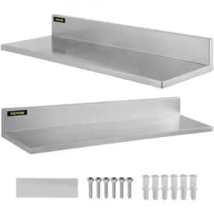 VEVOR Stainless Steel Wall Shelf, 8.6'' x 16'', 44 lbs Load Heavy Duty Commercial Wall Mount Shelving w/Backsplash for Restaurant, Home, Kitchen, Hote