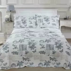 Wordsworth Bedspread Plus Pillow Sham Set, Quilted Patchwork Silver, Single