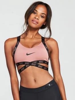 Nike Training Light Support Indy Logo Bra Pink Size L Women