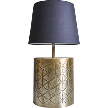 Gold Patterend Table Lamp Base with Fabric Lampshade - Black