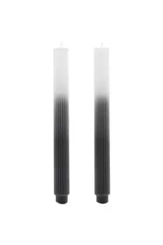 Set of 2 Ombre Dinner Candles - Charcoal/White