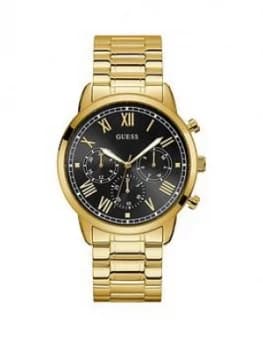 Guess Guess Hendrix Black Sunray Chronograph Dial Gold Stainless Steel Bracelet Mens Watch