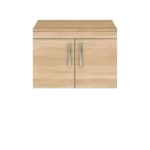 Nuie Athena 800 Wall Hung 2-door Vanity & Worktop - Natural Oak