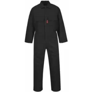 Portwest - BIZ1 Black Sz S R Bizweld Flame Retardant Welder Overall Coverall Safety Boiler Suit