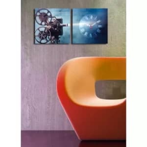 2P2828CS-8 Multicolor Decorative Canvas Wall Clock (2 Pieces)