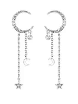 Jon Richard Rhodium Plated Cubic Zirconia Celestial Charm Stud Earrings