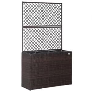 Poly Rattan Trellis Planter Brown 83x30.5x146cm
