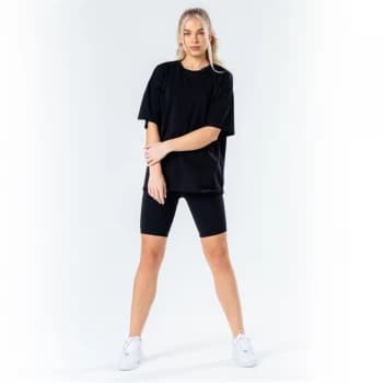 Hype Black Oversized T-Shirt and Cycle Shorts Womens Set - Black