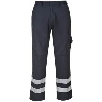 S917 - Navy Sz L Regular Leg Iona Safety Combat Work Trousers HI-Vis - Portwest
