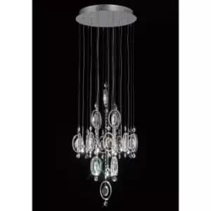 Diyas - Solana Pendant Lamp 9 Polished Chrome/Crystal Bulbs