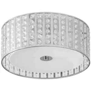 HOMCOM Elegant Crystal Chandelier Ceiling Light With Double Layer Lampshade