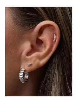 Inicio Silver Plated Cubic Zirconia Mini Navette Stud Earrings