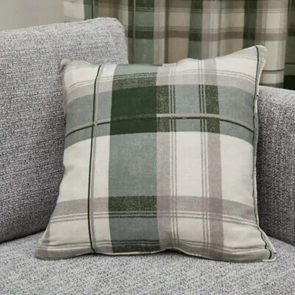 Fusion Balmoral Check Filled Cushion Green