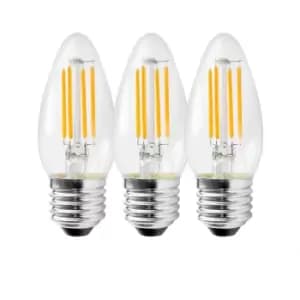 5 Watts E27 LED Bulb Clear Candle Cool White Dimmable, Pack of 3