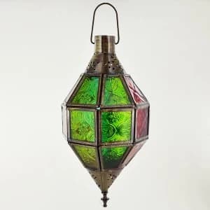Iron Antique Copper Color Glass Hanging Lantern