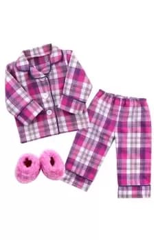 Sophia's 3 Piece 18" Doll Pink Pijama Outfit with Slippers Set