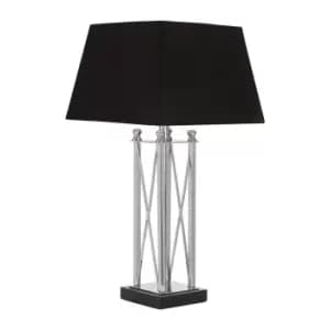 Square Granite and Silver Cross Detail Table Lamp
