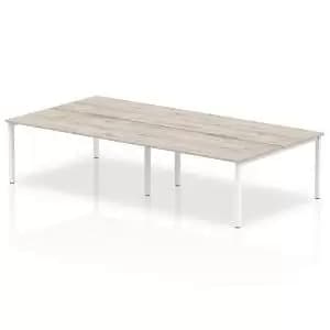 B2B White Frame Bench Desk 1600 Grey Oak 4 Pod