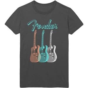 Fender - Triple Guitar Mens XX-Large T-Shirt - Charcoal Grey