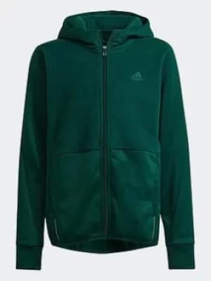 adidas Designed To Move Fleece Hoodie (gender Neutral), Green, Size 11-12 Years